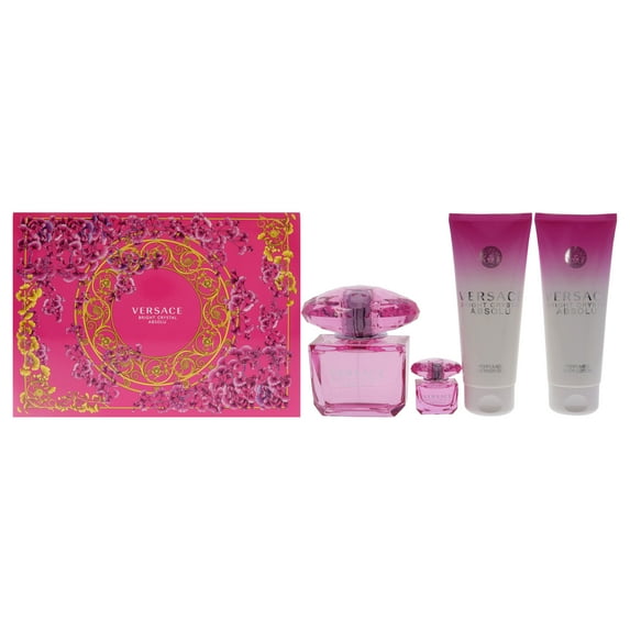 Bright Crystal Absolu 4 Pcs. Gift Set: 3.0 EDP Spray 3.4Oz Body Lotion 3.4Oz. Gel Bag For Women.