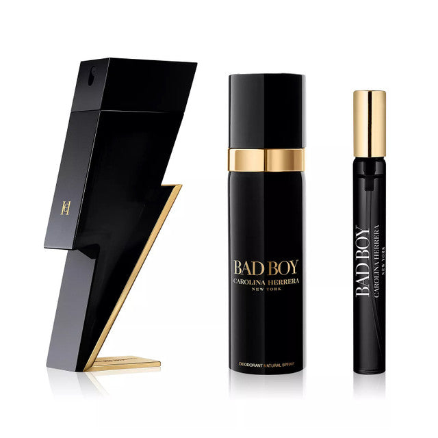 Carolina Herrera Bad Boy 3 Pcs Set: 3.4 Eau De Toilette Spray + 0.34 Eau De Toilette Spray + 3.4 Deodorant Spray