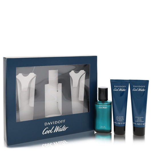 Cool Water By Davidoff Gift Set 1.4 Oz Eau De Toilette Spray +1.7 Oz After Shave Balm+ 1.7 Oz Shower Gel For Men
