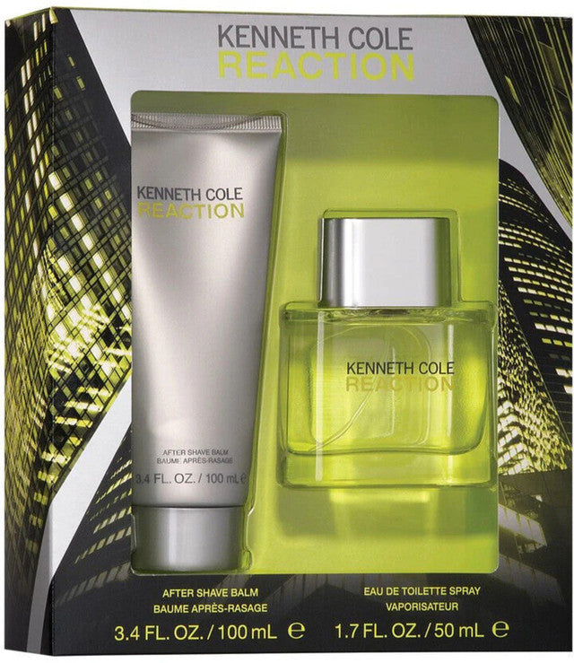 KENNETH COLE REACTION 2 PCS SET FOR MEN: 1.7 EAU DE TOILETTE SPRAY + 3.4 AFTER SHAVE BALM