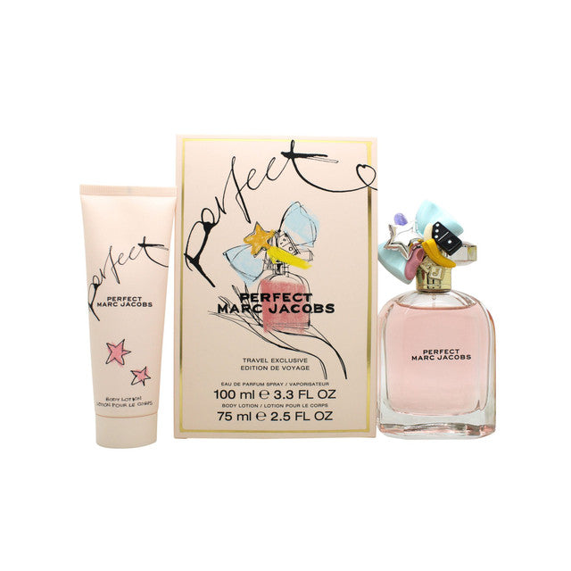 Marc Jacobs Perfect 2 Pcs Set For Women: 3.3 Eau De Parfum Spray + 2.5 Body Lotion