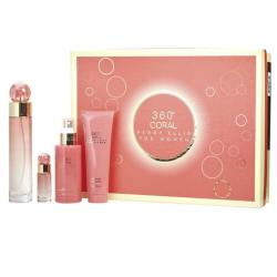 Coral Perry Ellis 4 Pcs. Gift Set Includes 3.4 Fl. Oz. Eau De Parfum Spray +4 Oz. Body Mist+ 3.0 Oz. Gel + 0.25Oz EDP Spray For Women
