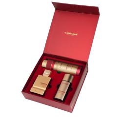 Al Haramain Amber Oud Ruby 3 Pcs. Set: 2.5Oz EDP Spray, 1.0Oz EDP Spray, 6.6Oz Body Spray For Men