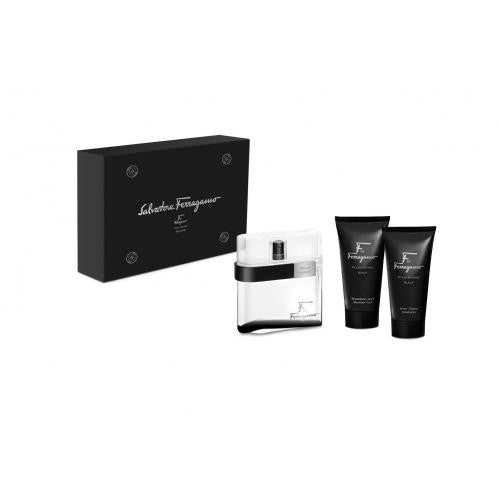 Ferragamo Black Gift Set 3 Pcs. 3.4 Fl. Oz. Eau De Spray + 3.4 Oz. Balm + 3.4 Oz. Gel For Men
