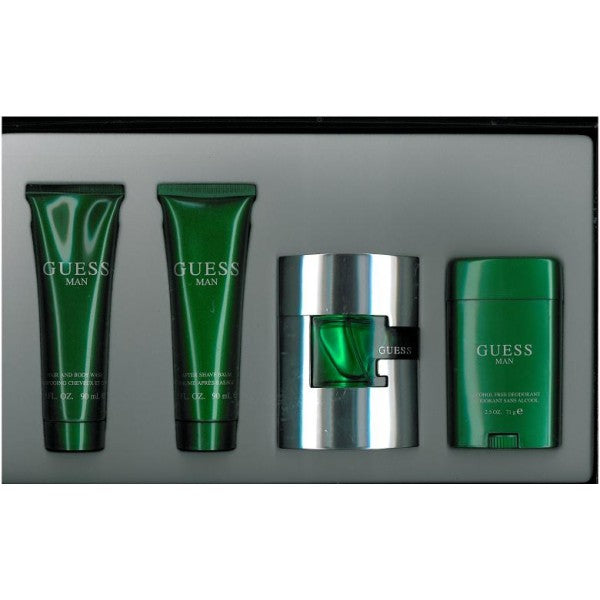 Guess Gift Set 4Pcs ( 2.5 Fl.Oz. Eau De Toilette Spray+ 3.0 Oz Aftershave +3.0 Oz.Gel+Deodorant Stick ) Men