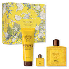 Versace Eros Energy 3Pcs. Gift Set:3.4Oz EDP Spray 5.0Oz Bath & Shower Gel5Ml EDP Splash Min For Men