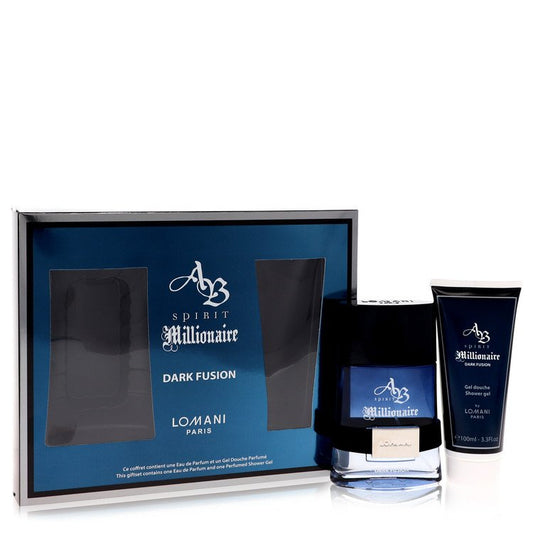 Spirit Millionaire Dark Fusion By Lomani Gift Set -- 3.3 Oz Eau De Parfum Spray + 3.3 Oz Shower Gel For Men
