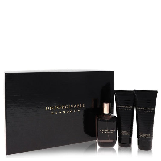 Unforgivable By Sean John Gift Set -- 4.2 Oz Eau De Toilette Spray + 3.4 Oz Shower Gel + 3.4 Oz After Shave Balm For Men