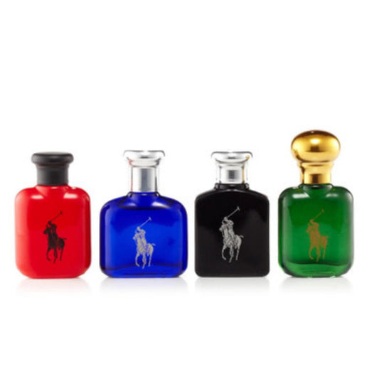 Ralph Lauren 4 Pcs. Gift Set: .5 Fl.Oz. Polo Red Polo Blue Polo Black And Polo Green EDT For Men