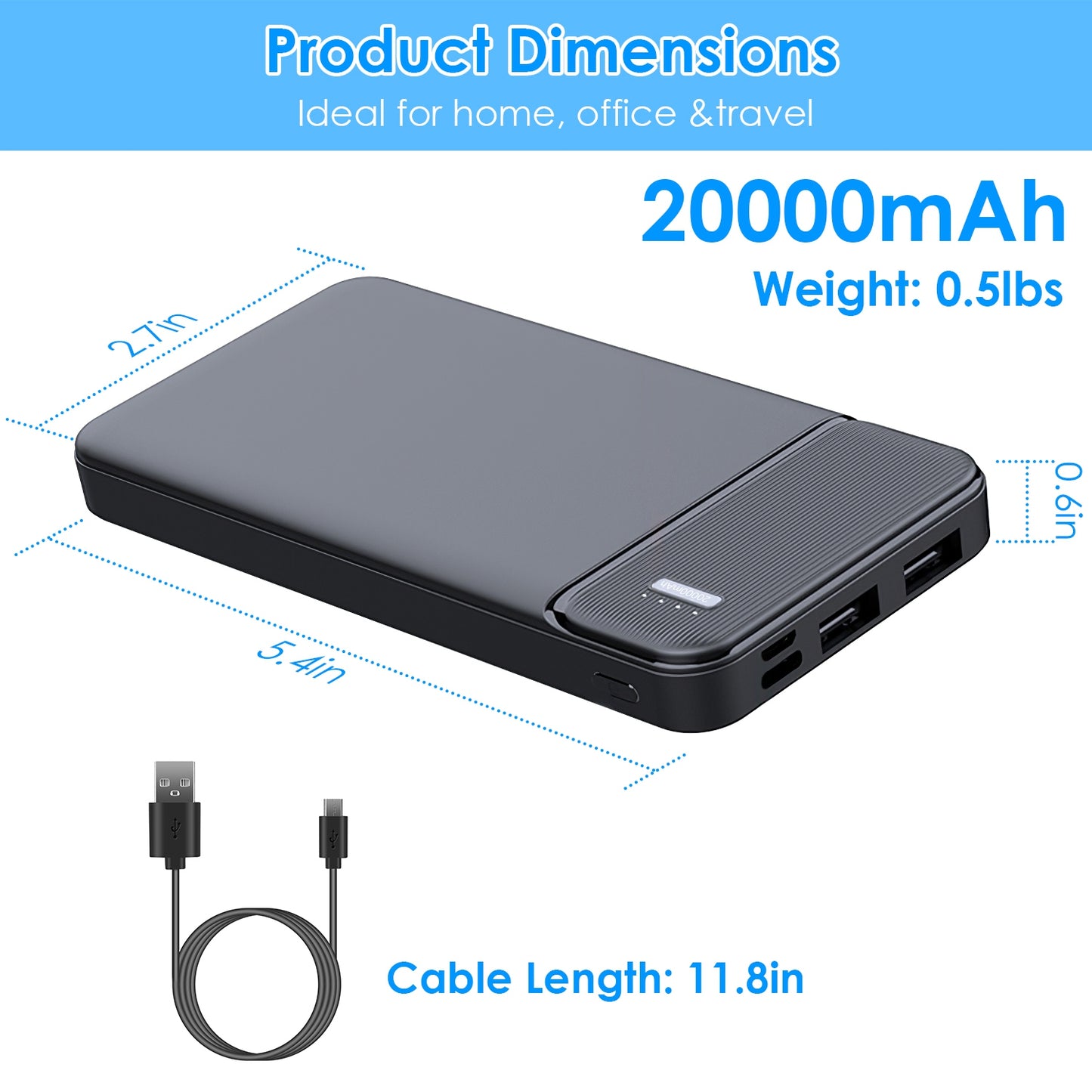 30000mAh to 20000mAh 1W MAh Fast Charging Power Bank With 1 USB Cable Fit For IOS Phone 15 14 13 and more