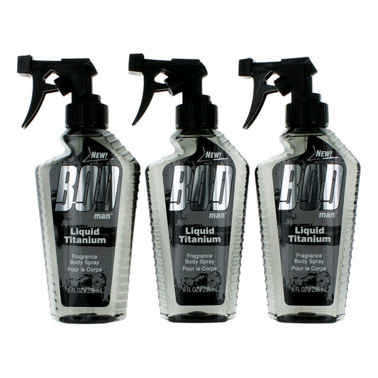 Bod Man Liquid Titanium, 3 Pack 8Oz Fragrance Body Spray Men