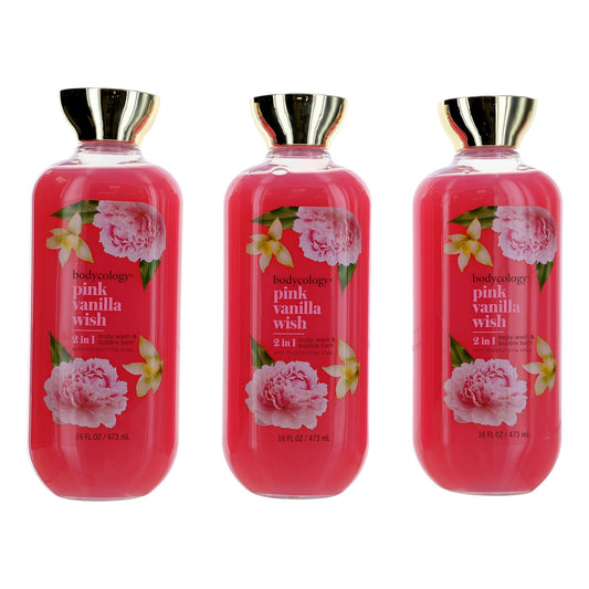 Pink Vanilla Wish, 3 Pack 16Oz 2 In 1 Body Wash & Bubble Bath Women