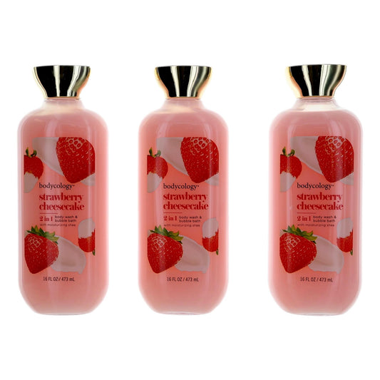 Strawberry Cheesecake, 3 Pack 16Oz 2 In 1 Body Wash & Bubble Bath Women