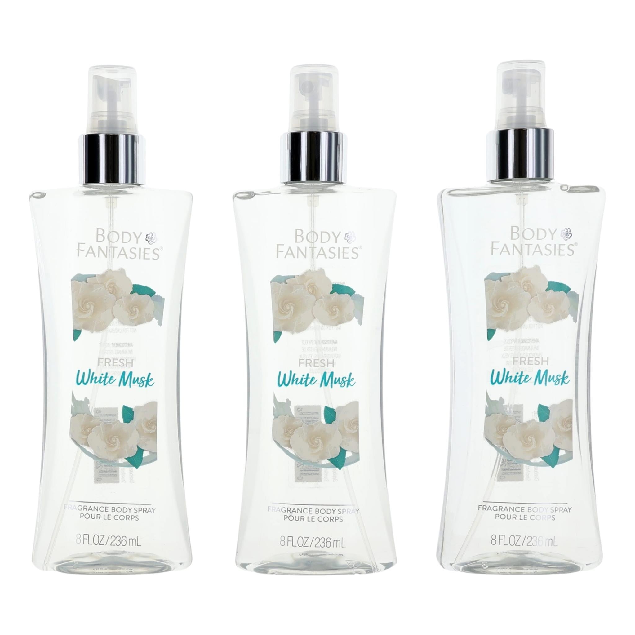 Fresh White Musk By Body Fantasies, 3 Pack 8Oz Fragrance Body Spray Women