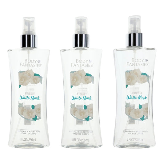 Fresh White Musk By Body Fantasies, 3 Pack 8Oz Fragrance Body Spray Women