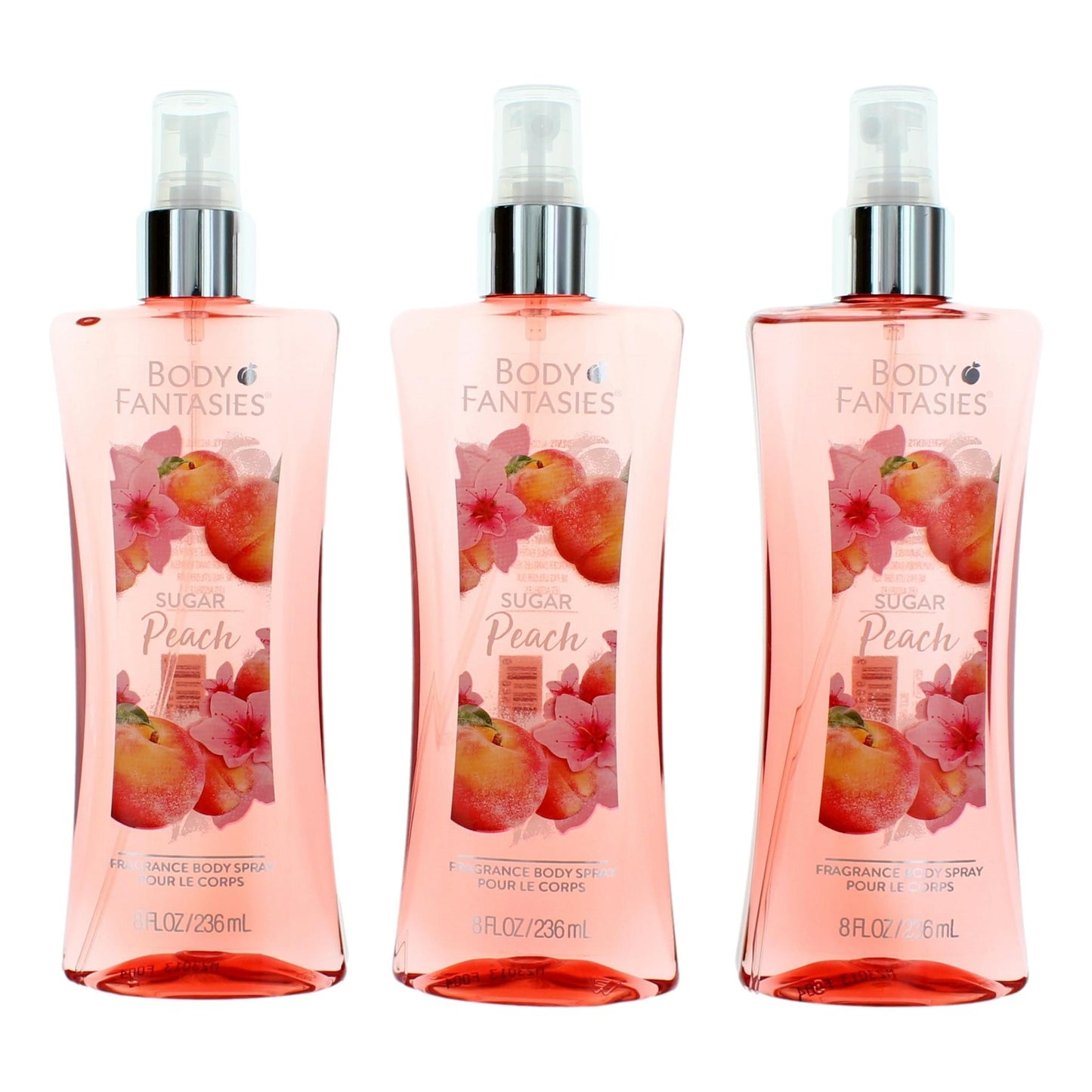 Sugar Peach By Body Fantasies, 3 Pack 8 Oz Fragrance Body Spray Women