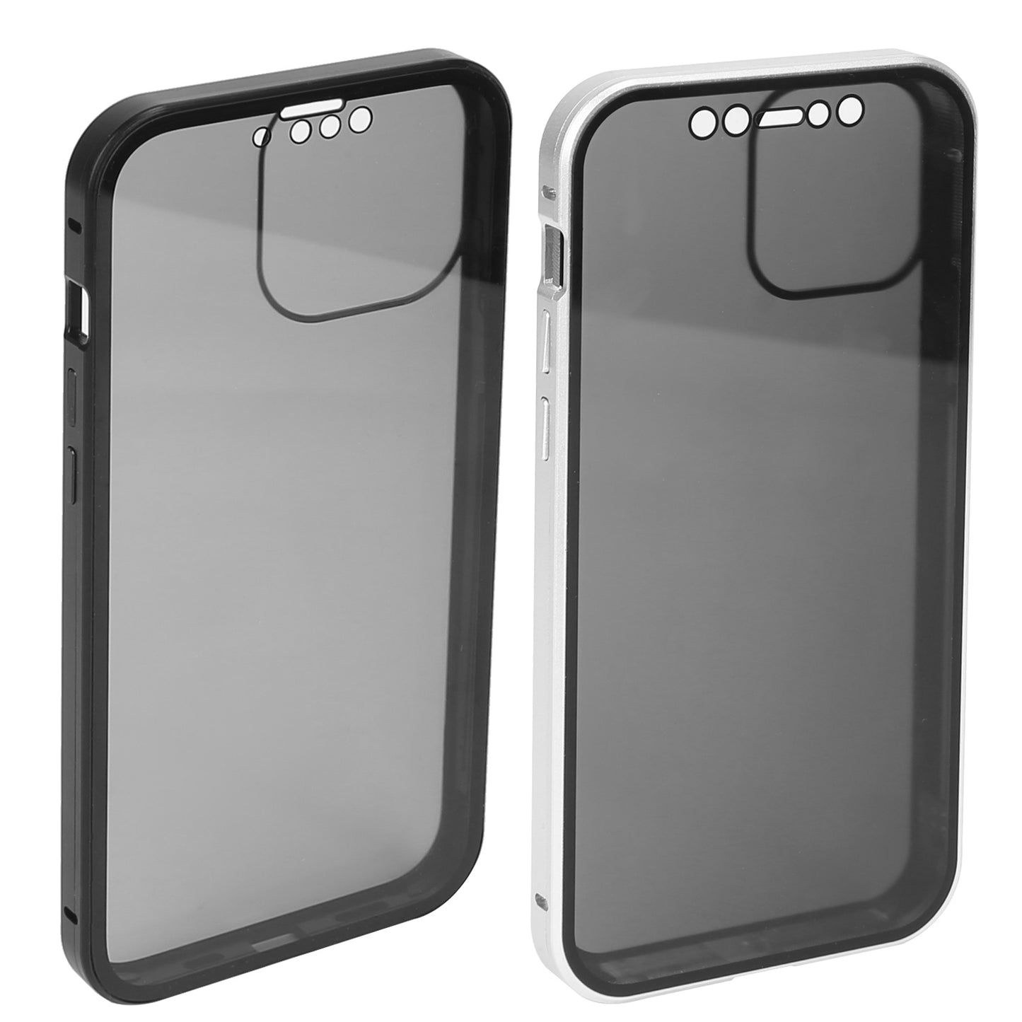 Privacy Magnetic Phone Case 360° Full Protection Anti Spy Phone Cover Double Sided Tempered Glass Magnet Absorption Fit for IOS Phone 13