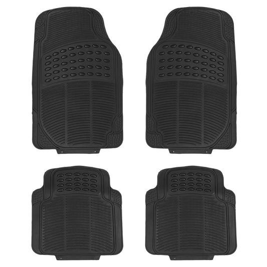 4Pcs Automotive Floor Mats Front and Rear PVC Rubber Floor Mats Heavy Duty Drive Vehicle Car Mats with Trimmable Design Fit Most Cars SUVs Trucks