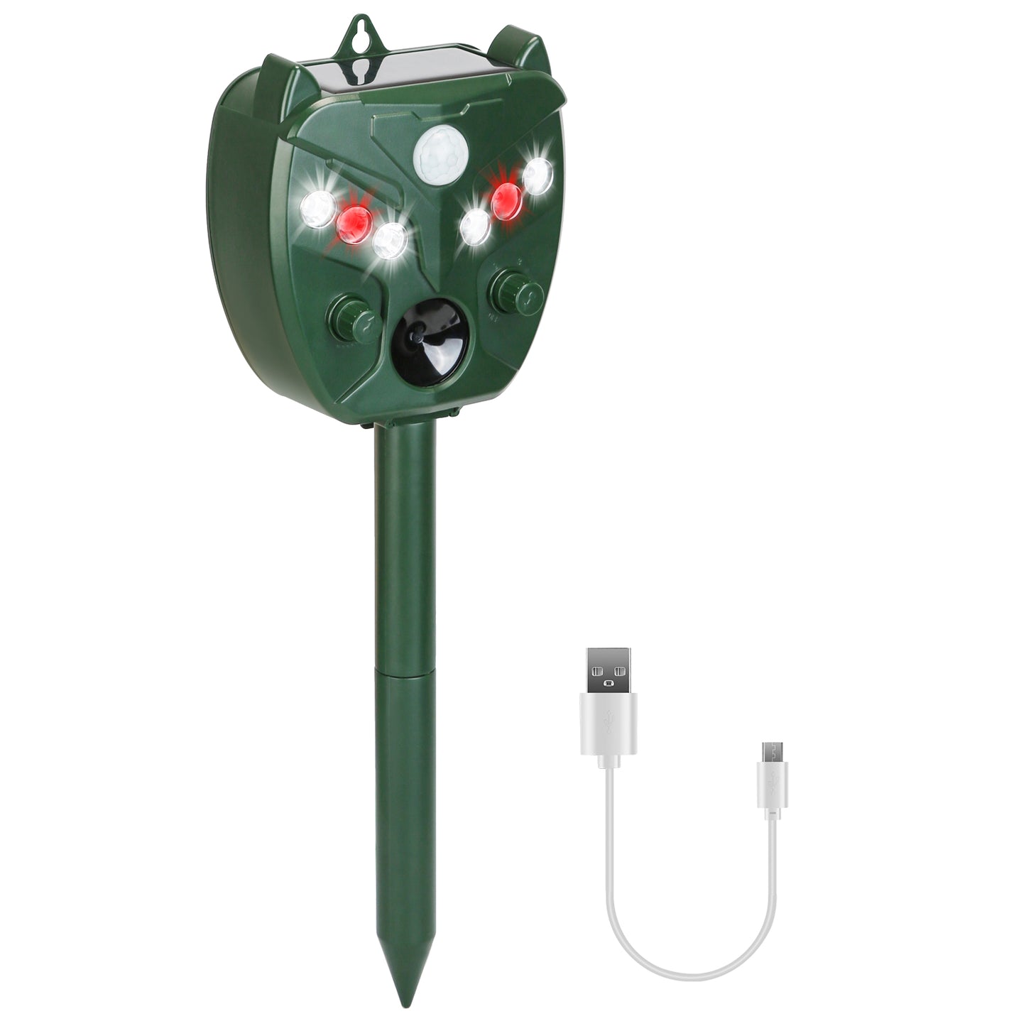 Ultrasonic Solar Animal Repeller Outdoor Mole Snake Squirrel Mouse Chaser Waterproof Bird Deer Dog Cat Deterrent with 5 Gears for Farm Garden Yard