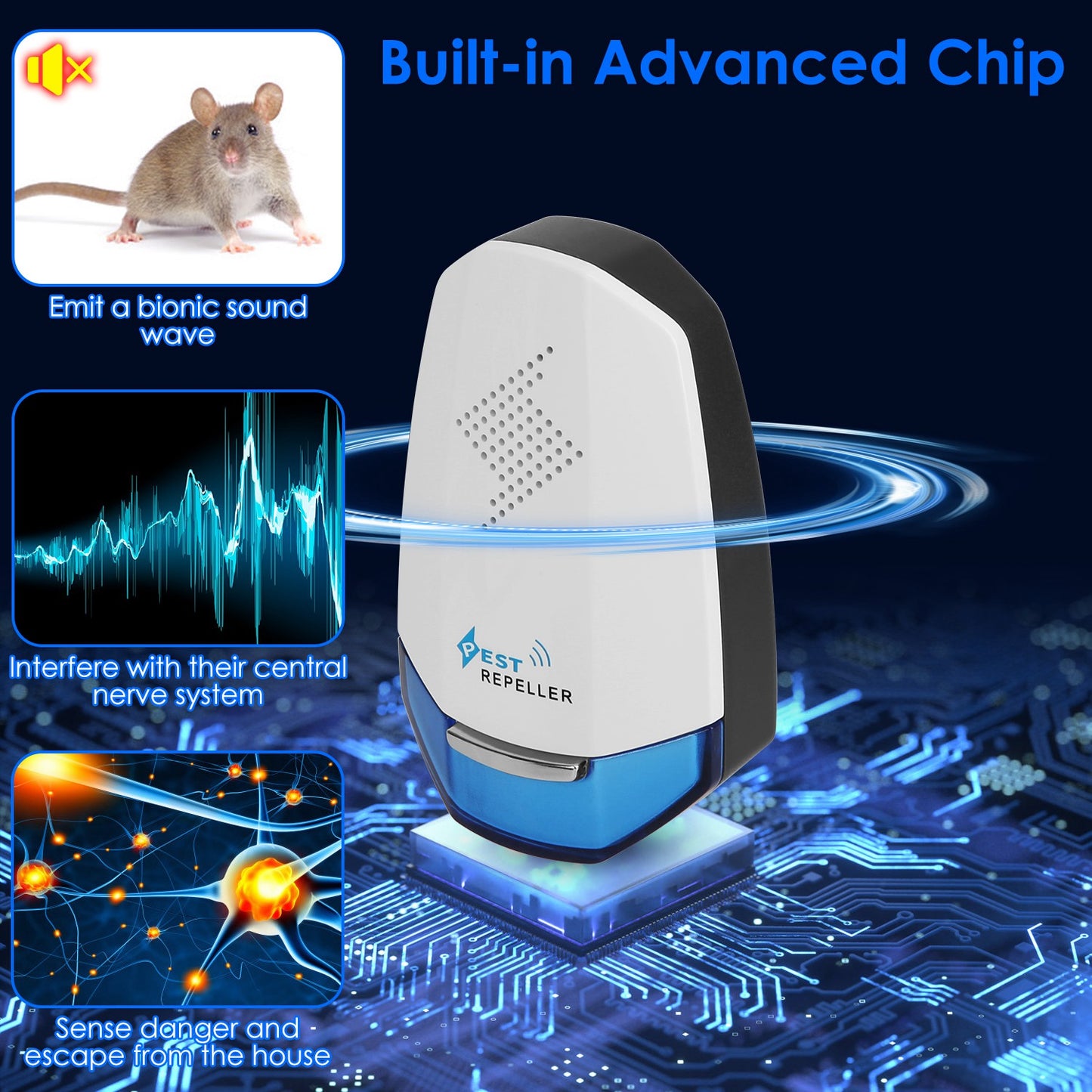 2 Pack Ultrasonic Pest Repeller With Night Light Plug In Pest Mice Repellent Indoor Roach Bed Bug Mouse Rodent Mosquito Killer For Bedroom Garage Warehouse Office For Spring Summer