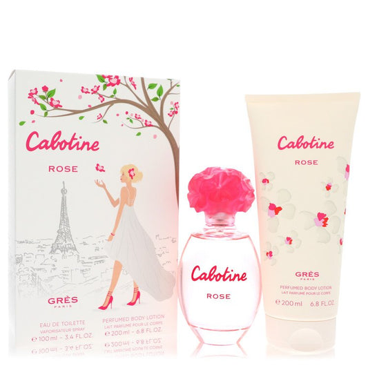 Cabotine Rose By Parfums Gres Gift Set -- 3.4 Oz Eau De Toilette Spray + 6.7 Oz Body Lotion For Women