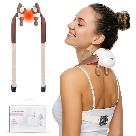 Human-Like Neck Massager With Heat Cordless Neck Massager for Pain Relief Deep Tissue Shiatsu Massager for for Neck Shoulders Back Legs