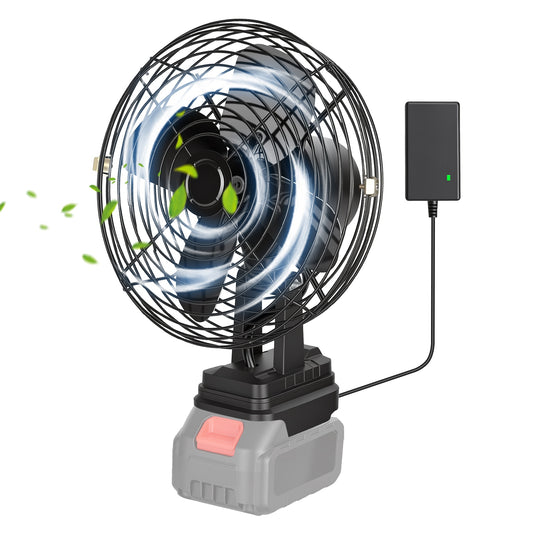 9.06In Portable Jobsite Fan Compatible with 21V Makita Battery Cordless Workshop Fan with 2 Speeds for Jobsite Garage Power Outages(Battery Not Includ