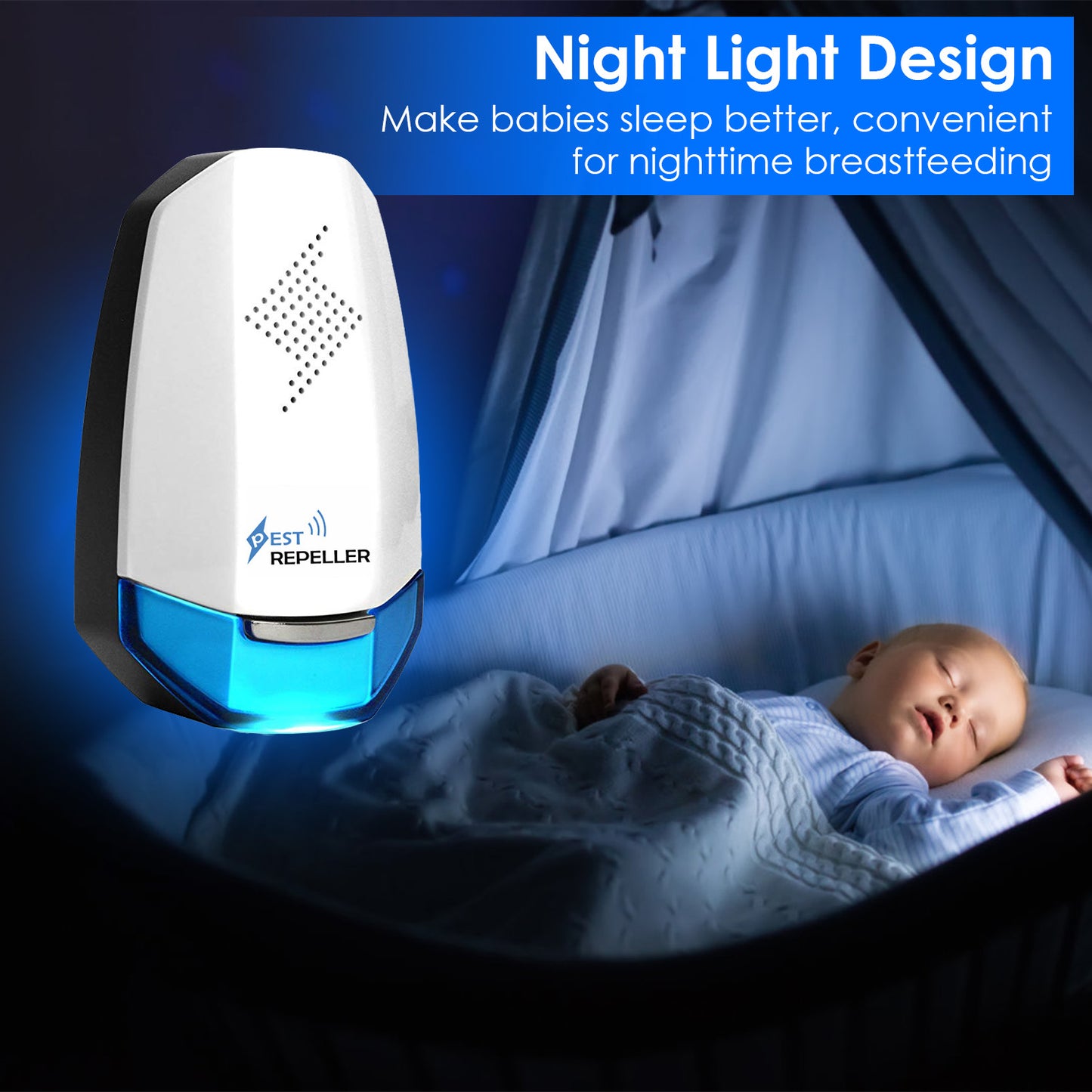 2 Pack Ultrasonic Pest Repeller With Night Light Plug In Pest Mice Repellent Indoor Roach Bed Bug Mouse Rodent Mosquito Killer For Bedroom Garage Warehouse Office For Spring Summer