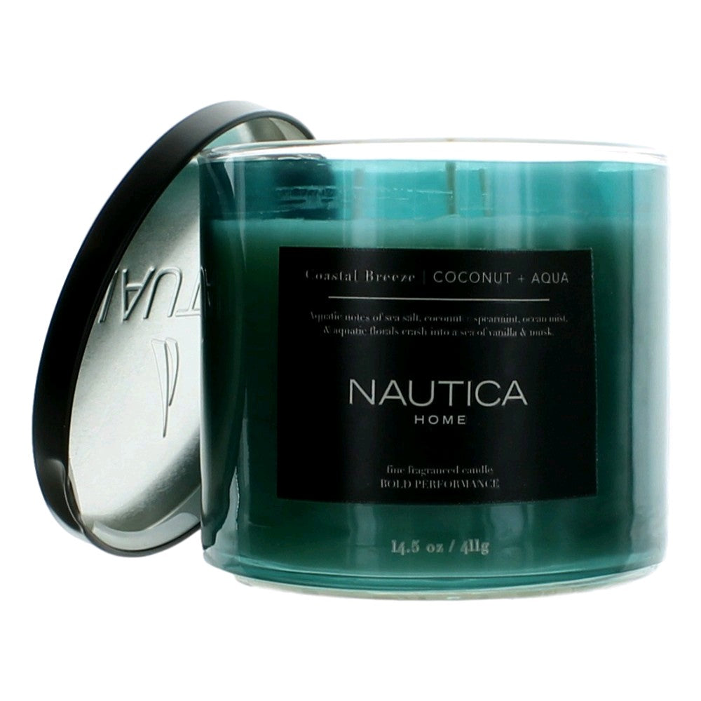 Nautica 14.5Oz Soy Wax Blend 3 Wick Candle - Coastal Breeze Coconut & Aqua