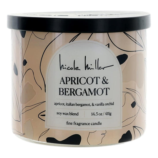 Nicole Miller 14.5 Oz Soy Wax Blend 3 Wick Candle - Apricot & Bergamot