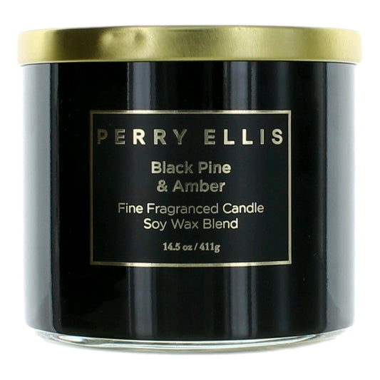Perry Ellis 14.5 Oz Soy Wax Blend 3 Wick Candle - Black Pine & Amber