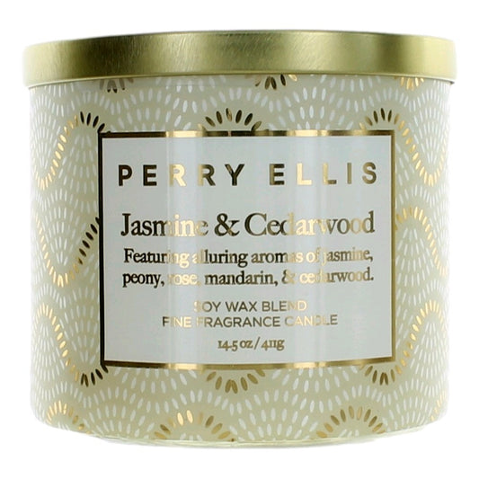 Perry Ellis 14.5 Oz Soy Wax Blend 3 Wick Candle - Jasmine & Cedarwood