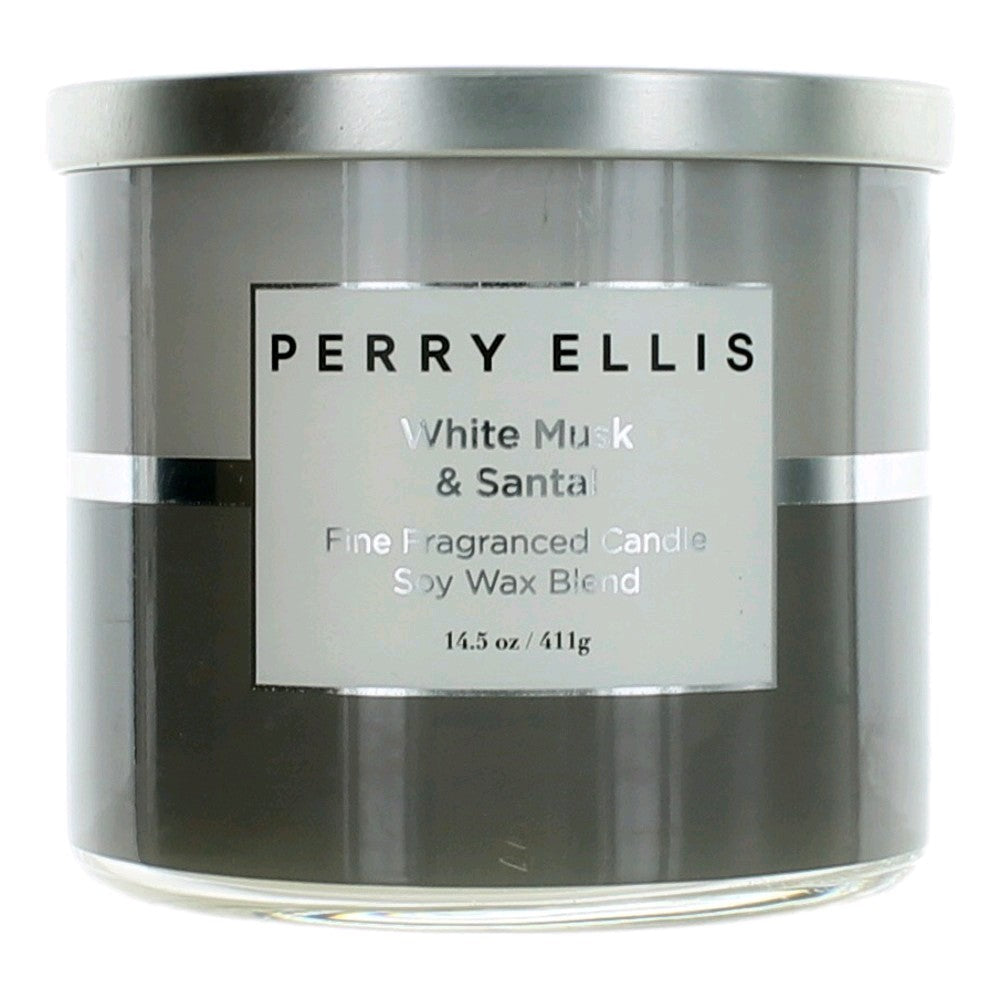 Perry Ellis 14.5 Oz Soy Wax Blend 3 Wick Candle - White Musk & Santal