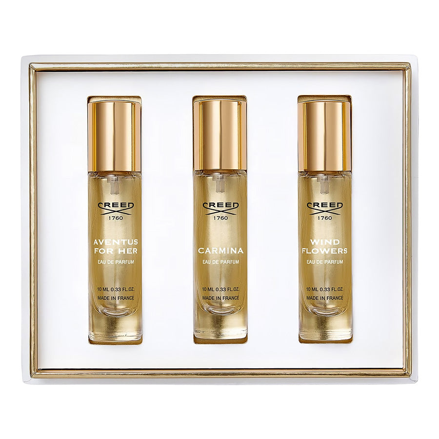 Creed 3 * 0.33 Eau De Parfum Spray Set For Women: Aventus For Her + Carmina + Wind Flowers