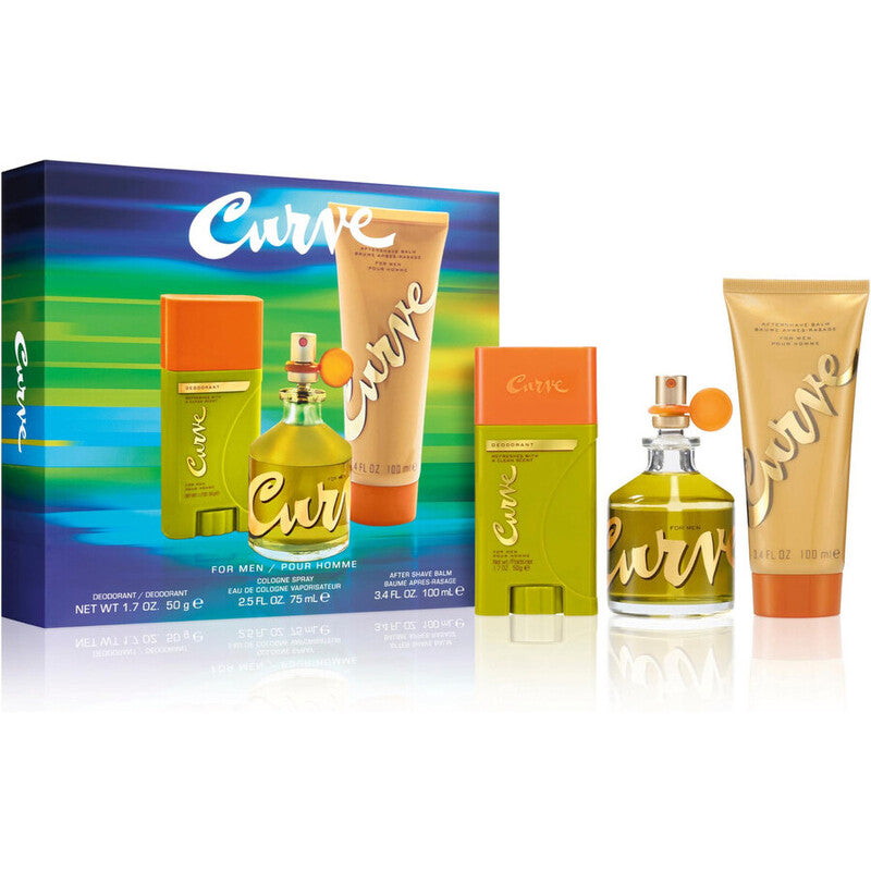 Curve Black 4 Pcs Set For Men: 4.2 Eau De Cologne Spray + 3.4 After Shave Balm + 3.4 Shower Gel + 1.7 Deodorant Stick