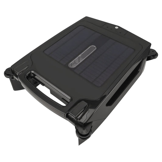 Solar Powered Robotic Pool Skimmer Automatic Swimming Pool Surface Cleaner with 2 Cleaning Modes Dual Charging Methods IPX7 Waterproof 1937sq.ft Cover