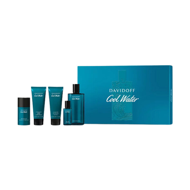 Cool Water 5 Pcs Set For Men: 4.2 Eau De Toilette Spray + 2.4 Deodorant Stick + 2.5 Shower Gel + 2.5 After Shave Balm + 0.5 Eau De Toilette Spray