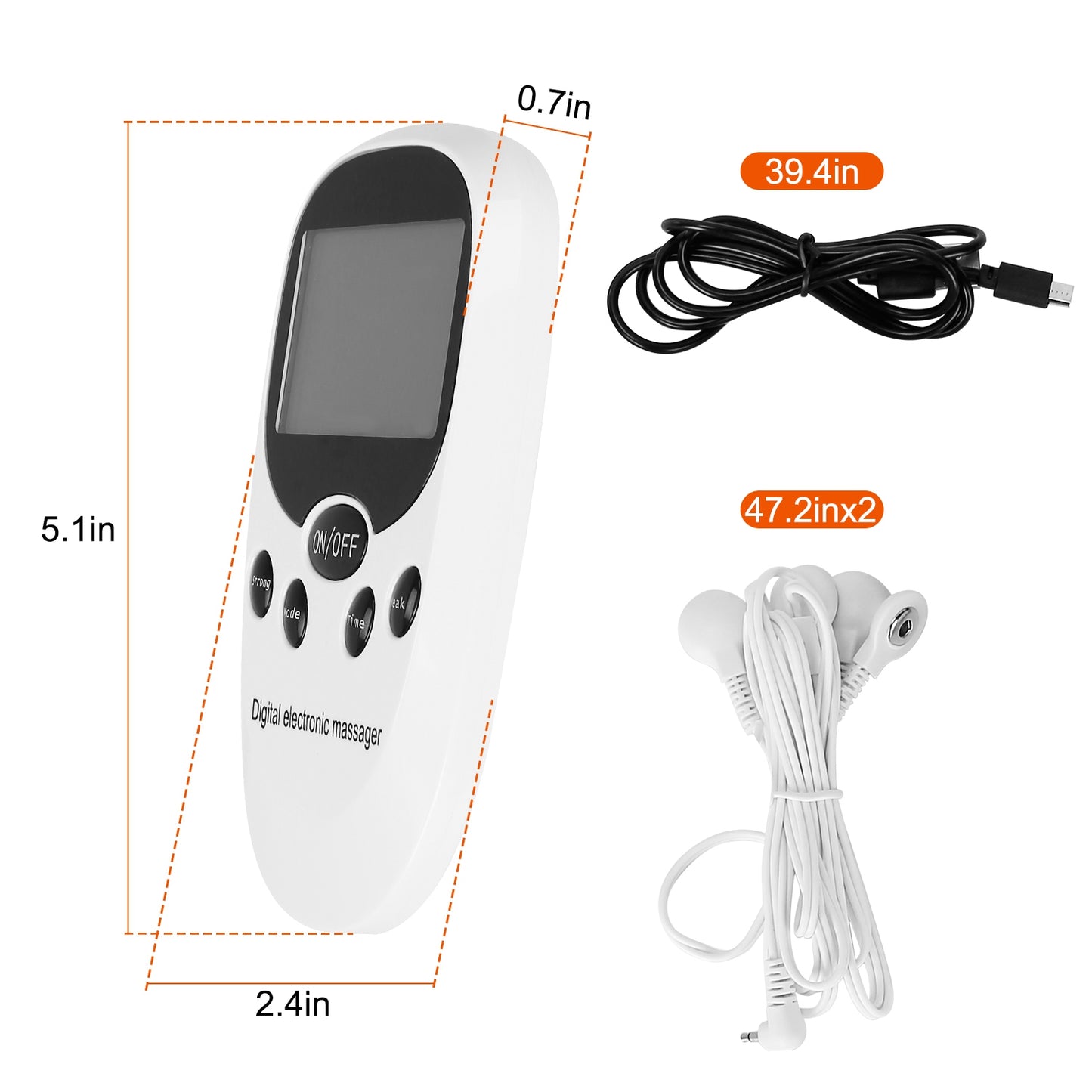 Electric Muscle Stimulator Dual Channels With 8 Electrode Pads Pulse Massager Pain Relief Therapy Tens Device