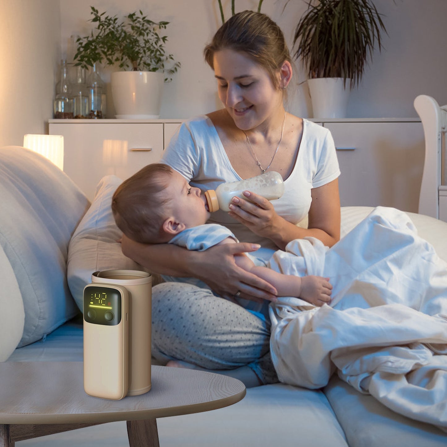 1Pc Portable Bottle Warmer With Night Light On The Go Baby Milk Warmer Milk Formula Warmer For Home Travel With 6 Heating Levels