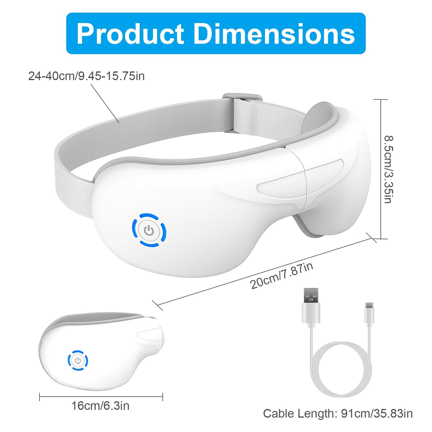 Eye Massager With Heat Music Air Pressure Vibration Massage Rechargeable For Men Women Elders Wireless Eye Mask
