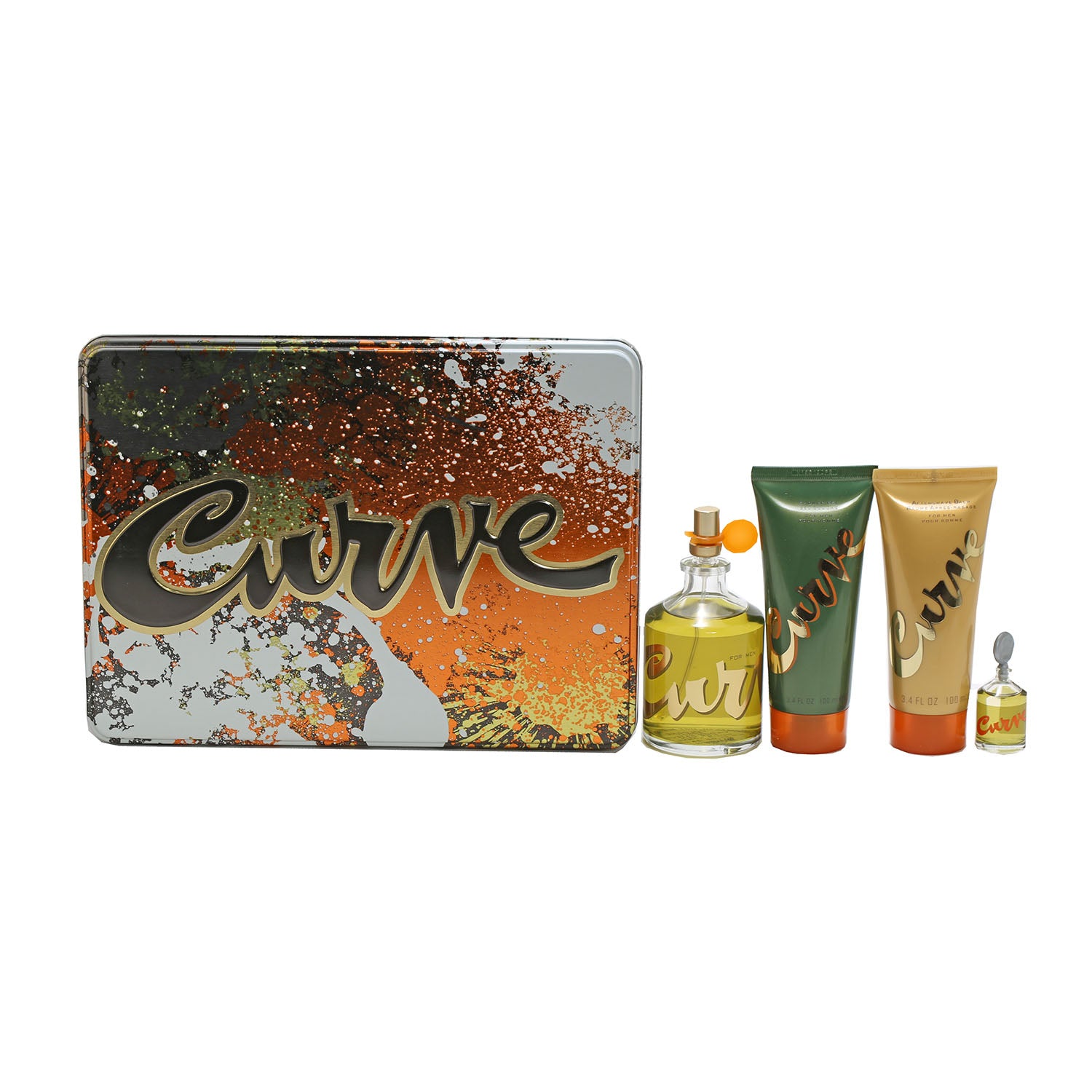 Curve 4 Pcs. Gift Set: 4.2Oz EDC Spray 3.4Oz Shower Gel 3.4Oz After Shave Balm7.5Ml EDC Mini For Men.