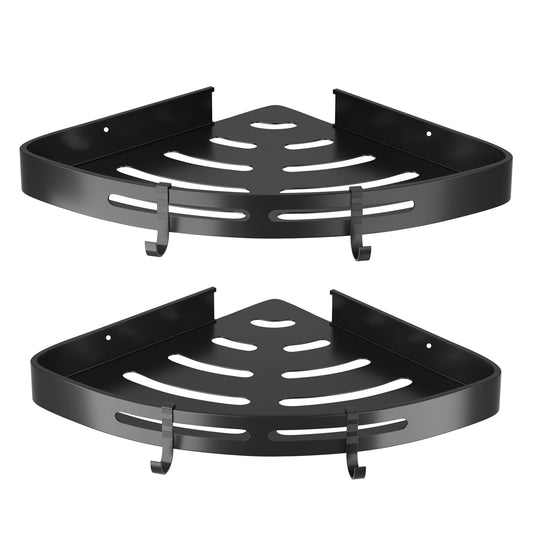 2Pcs Corner Shower Caddy Shelf Adhesive Bathroom Wall Mounted Storage Racks Aluminum Organizers For Bathroom Toilet Kitchen Dorm