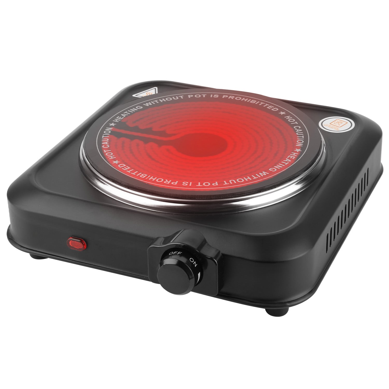 1000W Electric Infrared Single Burner Portable Heating Hot Plate Stove Countertop RV Hotplate with 7.5” Glass Cooktop Stepless Temperature Adjustments