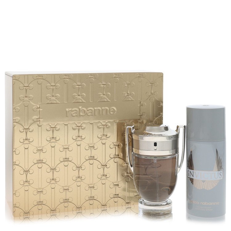 Invictus By Paco Rabanne Gift Set -- 3.4 Oz Eau De Toilette Spray + 5.1 Oz Deodorant Spray For Men