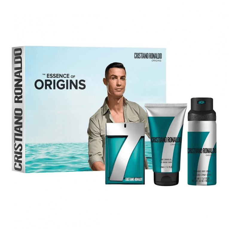 Cristiano Ronaldo Cr7 Origins 3Pcs Set: 3.4Oz EDT5.1Oz Body Spray5.1Oz Shower Gel For Men