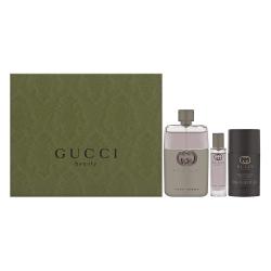 Gucci Guilty 3 Pcs. Gift Set:3.0Oz EDT Spray 2.4Oz Deodorant Stick 50Ml Gel Spray Men