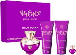 Dylan Purple By Versace 4 Pcs. Gift Set:3.4Oz EDP Spray 3.4Oz Body Lotion3.4Oz Shower Gelminiature Perfume For Women